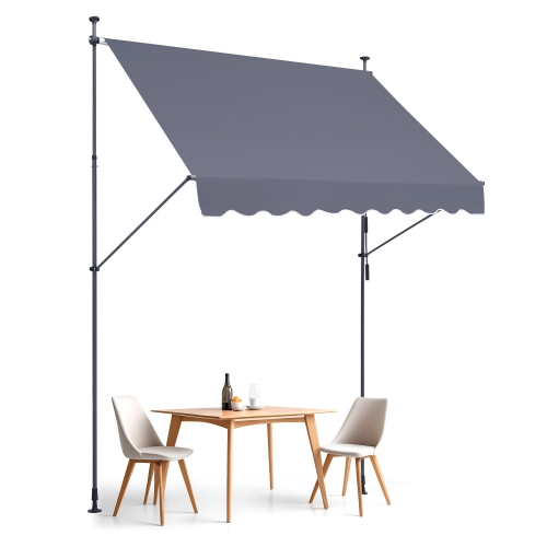 VEVOR 98 x 47" Patio Awning Retractable, Awning Sunshade Shelter with Manual Crank Handle, Outdoor Patio Canopy Sunsetter Deck, Adjustable Height