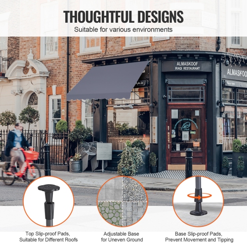 VEVOR 98 x 47" Patio Awning Retractable, Awning Sunshade Shelter with Manual Crank Handle, Outdoor Patio Canopy Sunsetter Deck, Adjustable Height