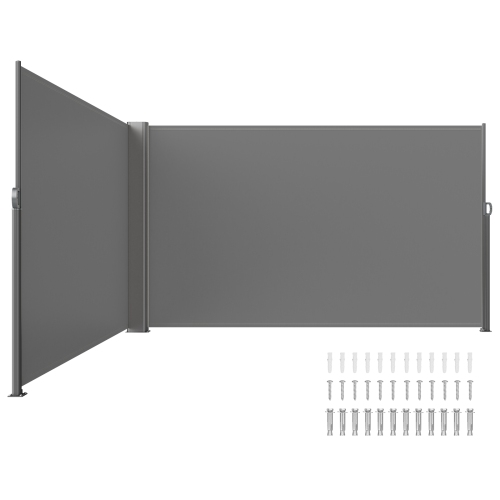 VEVOR 71''x 236'' Retractable Side Awning, Aluminum Outdoor Privacy Screen, 280g Polyester Water-proof Retractable Patio Screen, UV 30+ Room Divider