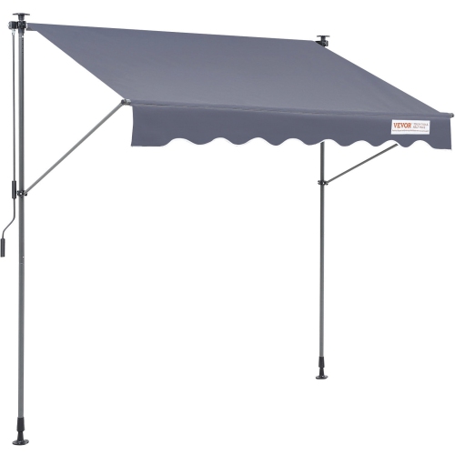 VEVOR 118" Manual Retractable Awning, Outdoor Retractable Patio Awning Sunshade Shelter, Adjustable Patio Door Window Awning Canopy with 39" Sun