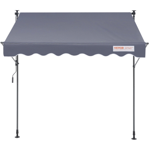 VEVOR 118" Manual Retractable Awning, Outdoor Retractable Patio Awning Sunshade Shelter, Adjustable Patio Door Window Awning Canopy with 39" Sun
