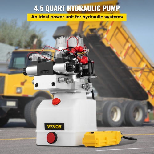 VEVOR 12V Hydraulic Pump, Double Acting Hydraulic Power Unit Double Solenoid Hydraulic Power Pack DC Hydraulic Power Pump with 4.5Liter Reservoir for