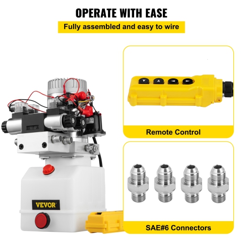 VEVOR 12V Hydraulic Pump, Double Acting Hydraulic Power Unit Double Solenoid Hydraulic Power Pack DC Hydraulic Power Pump with 4.5Liter Reservoir for