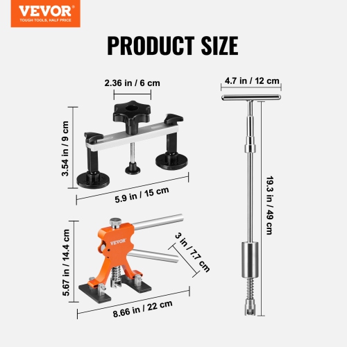 VEVOR 69 PCS Dent Repair Kit, Auto Car Body Paintless Dent Removal Tool Kit, Golden Lifter, Bridge Puller, Slide Hammer Tool Kit for Automobile Body,