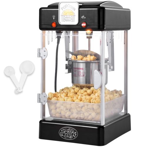 VEVOR 300W Popcorn Maker, Popcorn Popper Machine, 2.5 Oz Kettle Makes 4 QT per Batch, Tabletop Popcorn Maker with PP Door, Includes 2 Scoops and