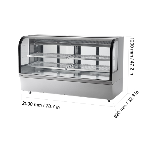 VEVOR 32 Cu.Ft./901L Refrigerated Display Case, Large Pastry Display Case, 4-Tier Commercial Display Refrigerator with LED Lighting, Downdraft