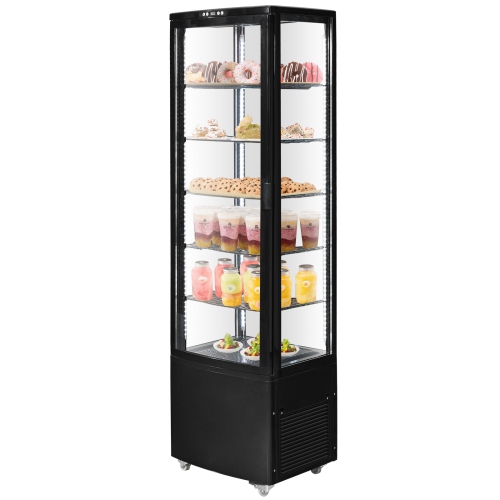 VEVOR 9.8 Cu.Ft./278L Refrigerated Display Case, Large Pastry Display Case, 5-Tier Commercial Display Refrigerator with LED Lighting, TURBO Cooling,