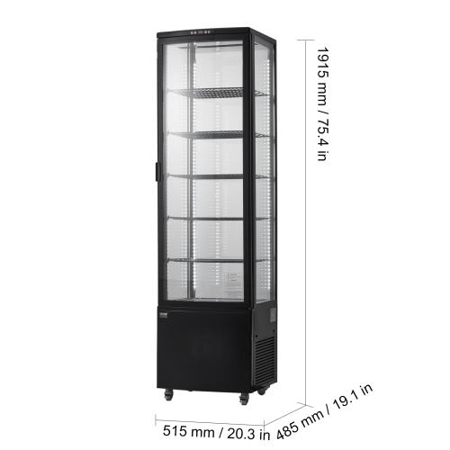 VEVOR 9.8 Cu.Ft./278L Refrigerated Display Case, Large Pastry Display Case, 5-Tier Commercial Display Refrigerator with LED Lighting, TURBO Cooling,