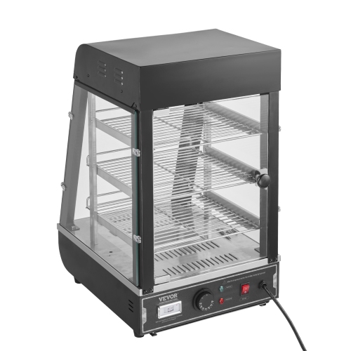 VEVOR 3-Tier Commercial Food Warmer Display, 1000W Food Display Warmer with Light, Adjustable Shelf and Temperature Display, 86℉~185℉ Steam Heating,