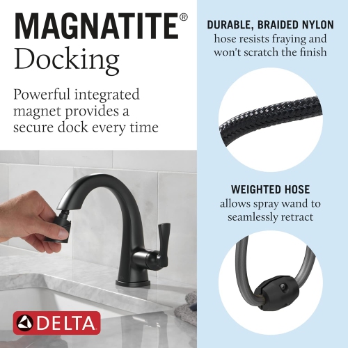 DELTA Faucet 577-BLPD-DST Stryke Bathroom Faucet, Matte Black