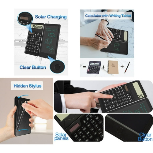 Calculatrice Tablette d'écriture à la main Fonction solaire/à piles Mini Comptoir d'ingénierie solaire Office d'étudiant