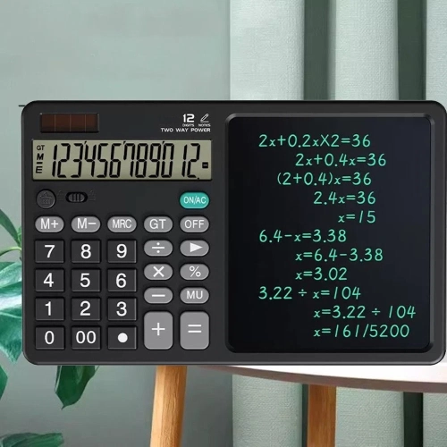 calculatrice 2-en-1 à 12 chiffres à énergie solaire pour le bureau scolaire