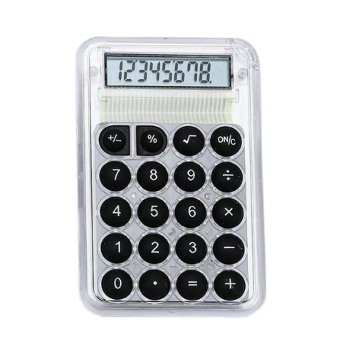 Mini Calculatrice Cute Student Special Computer, petite calculatrice portative de grande valeur transparente - Noir
