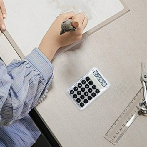 Mini Calculatrice Cute Student Special Computer, petite calculatrice portative de grande valeur transparente - Noir