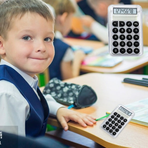 Mini Calculatrice Cute Student Special Computer, petite calculatrice portative de grande valeur transparente - Noir