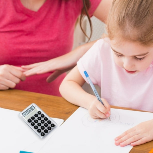 Mini Calculatrice Cute Student Special Computer, petite calculatrice portative de grande valeur transparente - Noir