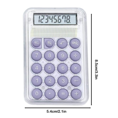 Mini Calculatrice Cute Student Special Computer, petite calculatrice portative de grande valeur transparente - Violet