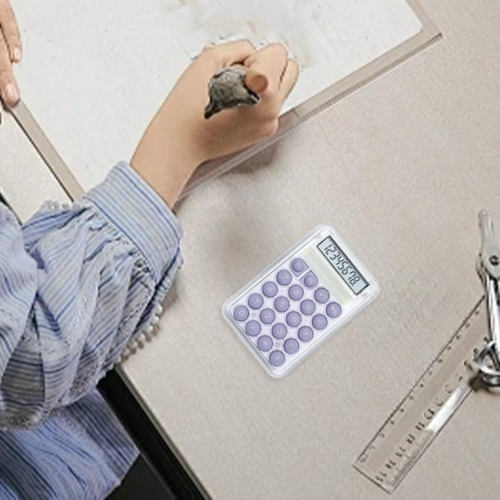 Mini Calculatrice Cute Student Special Computer, petite calculatrice portative de grande valeur transparente - Violet
