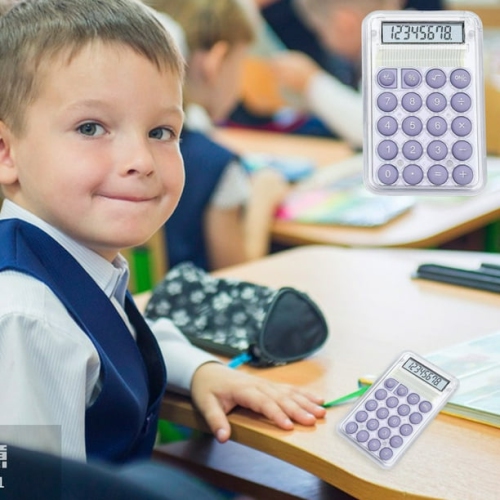 Mini Calculatrice Cute Student Special Computer, petite calculatrice portative de grande valeur transparente - Violet