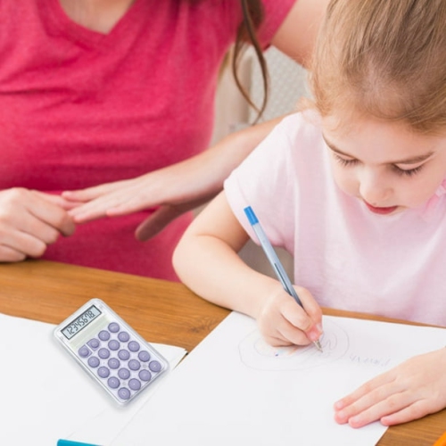 Mini Calculatrice Cute Student Special Computer, petite calculatrice portative de grande valeur transparente - Violet