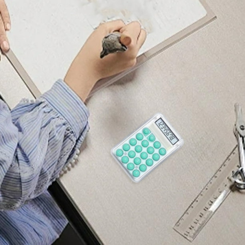 Mini Calculatrice Cute Student Special Computer, petite calculatrice portative de grande valeur transparente - Vert