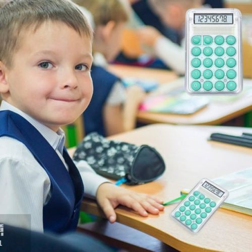 Mini Calculatrice Cute Student Special Computer, petite calculatrice portative de grande valeur transparente - Vert
