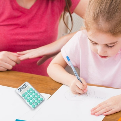 Mini Calculatrice Cute Student Special Computer, petite calculatrice portative de grande valeur transparente - Vert
