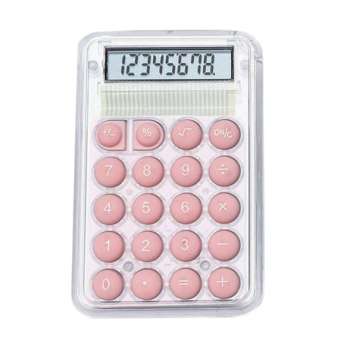 Mini Calculatrice Cute Student Special Computer, petite calculatrice portative de grande valeur transparente - Rose
