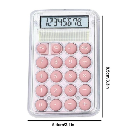 Mini Calculatrice Cute Student Special Computer, petite calculatrice portative de grande valeur transparente - Rose
