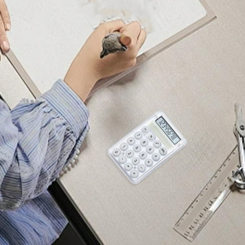 Mini Calculatrice Cute Student Special Computer, petite calculatrice portative de grande valeur transparente - Blanc