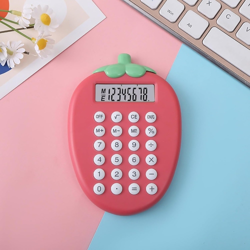 Mini Carrot Shaped Calculator Handheld Compact Portable Cartoon Strawberry Cat Paw Shape-pink