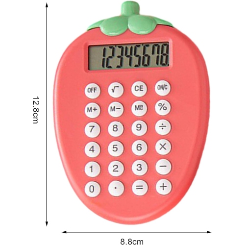 Mini Carrot Shaped Calculator Handheld Compact Portable Cartoon Strawberry Cat Paw Shape-pink