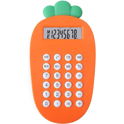 Mini Carrot Shaped Calculator Handheld Compact Portable Cartoon Strawberry Cat Paw Shape-orange