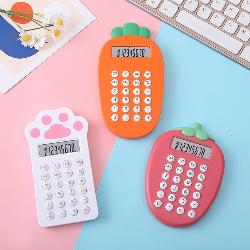 Mini Carrot Shaped Calculator Handheld Compact Portable Cartoon Strawberry Cat Paw Shape-orange