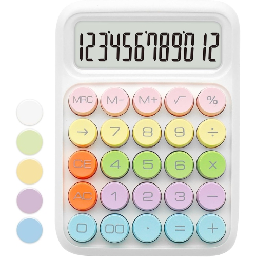 Calculatrice&nbsp;: couleur, affichage à 12 chiffres et gros boutons, idéale pour le bureau et l'école