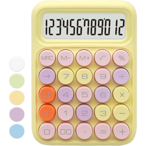 Image 1 of 4.. Calculator - Color, 12-digit display and large buttons, perfect for office and school