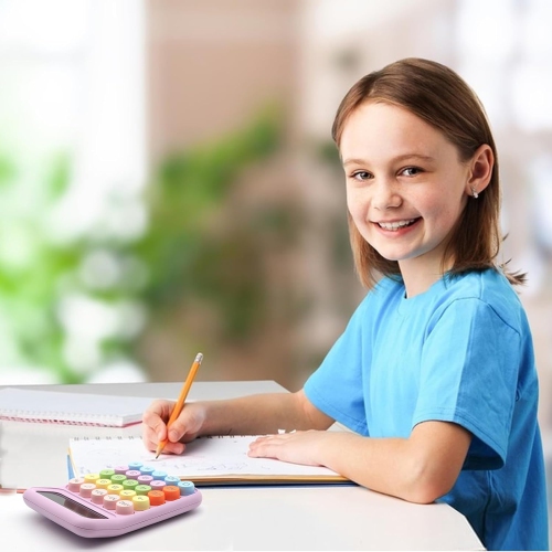 Calculatrice : couleur, affichage à 12 chiffres et gros boutons, idéale pour le bureau et l'école