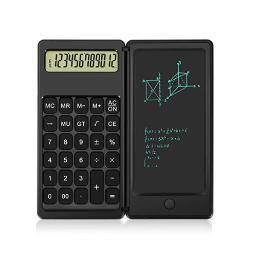 Image 1 of 4.. Basic Office Calculator with Erasable Pad, 12-Digit Large LCD Display Standard Function Desktop Calculator for Office School Calculations - Black