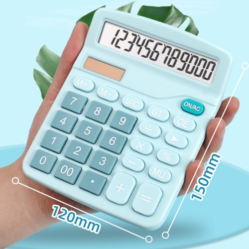 Calculatrice calculatrice étudiante à double énergie solaire et pile standard à 12 chiffres pour Office School Home Business - Bleu