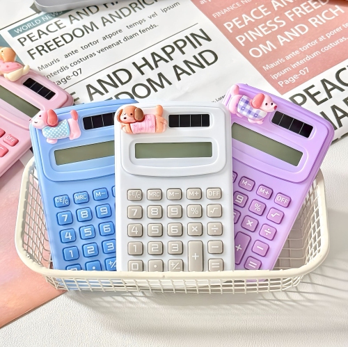 Mini mignon calculatrice de dessin animé mignon calculatrice de grande valeur portative mini bureau d'étudiant petit calcul - blanc