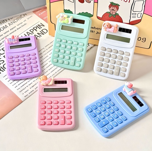 Mini mignon calculatrice de dessin animé mignon calculatrice de grande valeur portative mini bureau d'étudiant petit calcul - rose