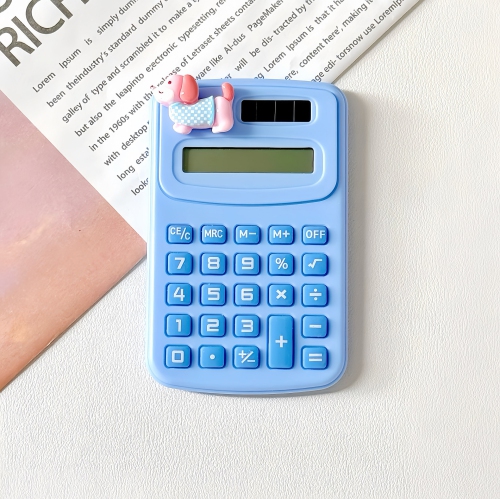 Image 1 of 4.. Mini cute cartoon calculator cute high value calculator portable mini student office small calculation - blue