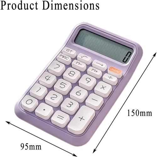 Calculatrice de bureau d'école, calculatrice de bureau à piles à 12 chiffres avec grand écran LCD, gros boutons sensibles, calculatrice de bureau,
