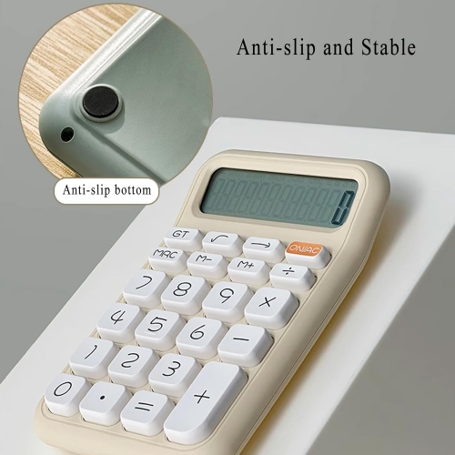 Calculatrice de bureau d'école, calculatrice de bureau alimentée par pile à 12 chiffres avec grand écran LCD, gros boutons sensibles, calculatrice de