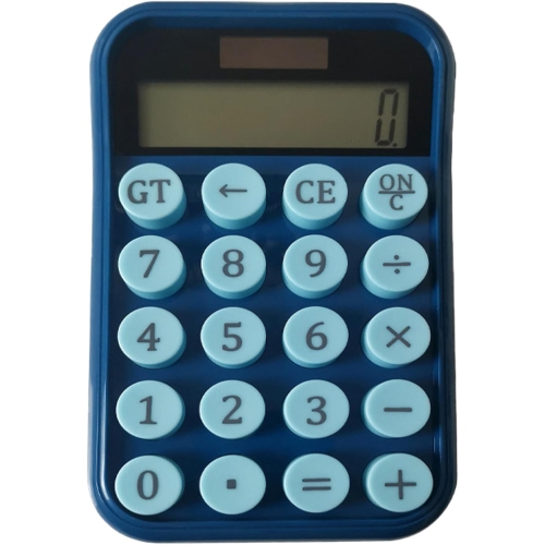 Image 1 of 5.. Portable 12-digit LCD calculator, easy to read, screen sliding base, mechanical keyboard, suitable for various uses-blue