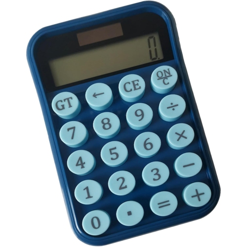 Calculatrice portable LCD à 12 chiffres, facile à lire, base coulissante d'écran, clavier mécanique, adapté à diverses utilisations - bleu