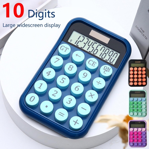 Calculatrice portable LCD à 12 chiffres, facile à lire, base coulissante d'écran, clavier mécanique, adapté à diverses utilisations - bleu