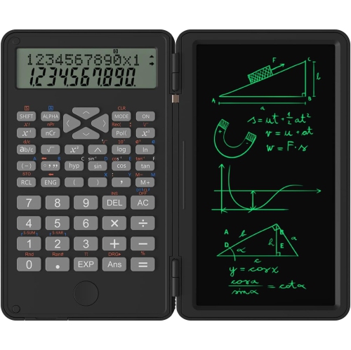 Calculatrice scientifique, calculatrice scientifique avec bloc effaçable, 240 fonctions, écran LCD, calculatrice mathématique financière 2 lignes,