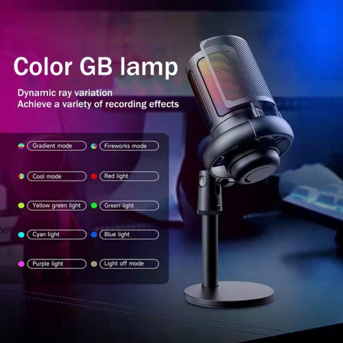 Computer recording microphone RGB lighting condenser microphone gaming microphone black
