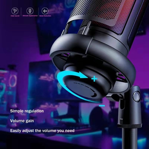 Computer recording microphone RGB lighting condenser microphone gaming microphone Pink